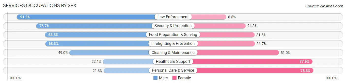 Services Occupations by Sex in Zip Code 94110