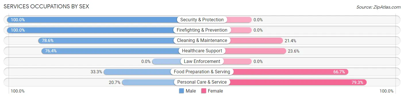 Services Occupations by Sex in Zip Code 94123