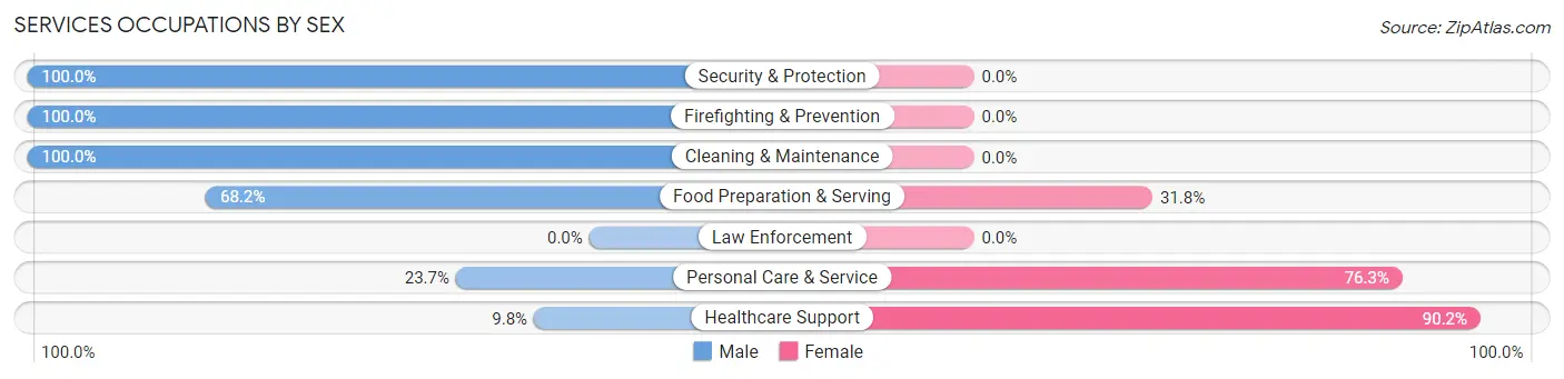 Services Occupations by Sex in Zip Code 94502