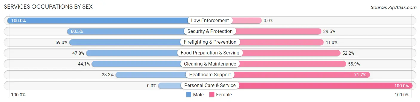 Services Occupations by Sex in Zip Code 94589