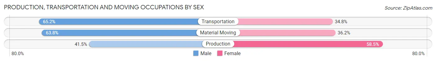 Production, Transportation and Moving Occupations by Sex in Zip Code 94901