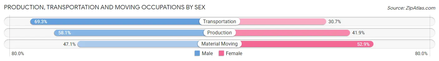 Production, Transportation and Moving Occupations by Sex in Zip Code 94941