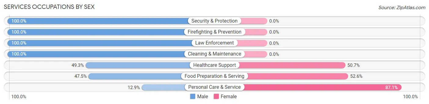 Services Occupations by Sex in Zip Code 94960