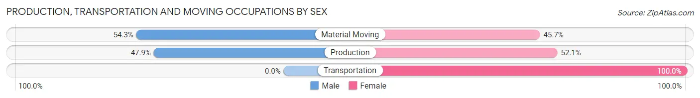 Production, Transportation and Moving Occupations by Sex in Zip Code 95002