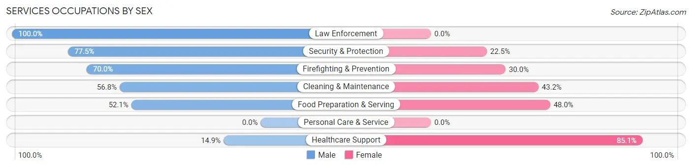 Services Occupations by Sex in Zip Code 95002