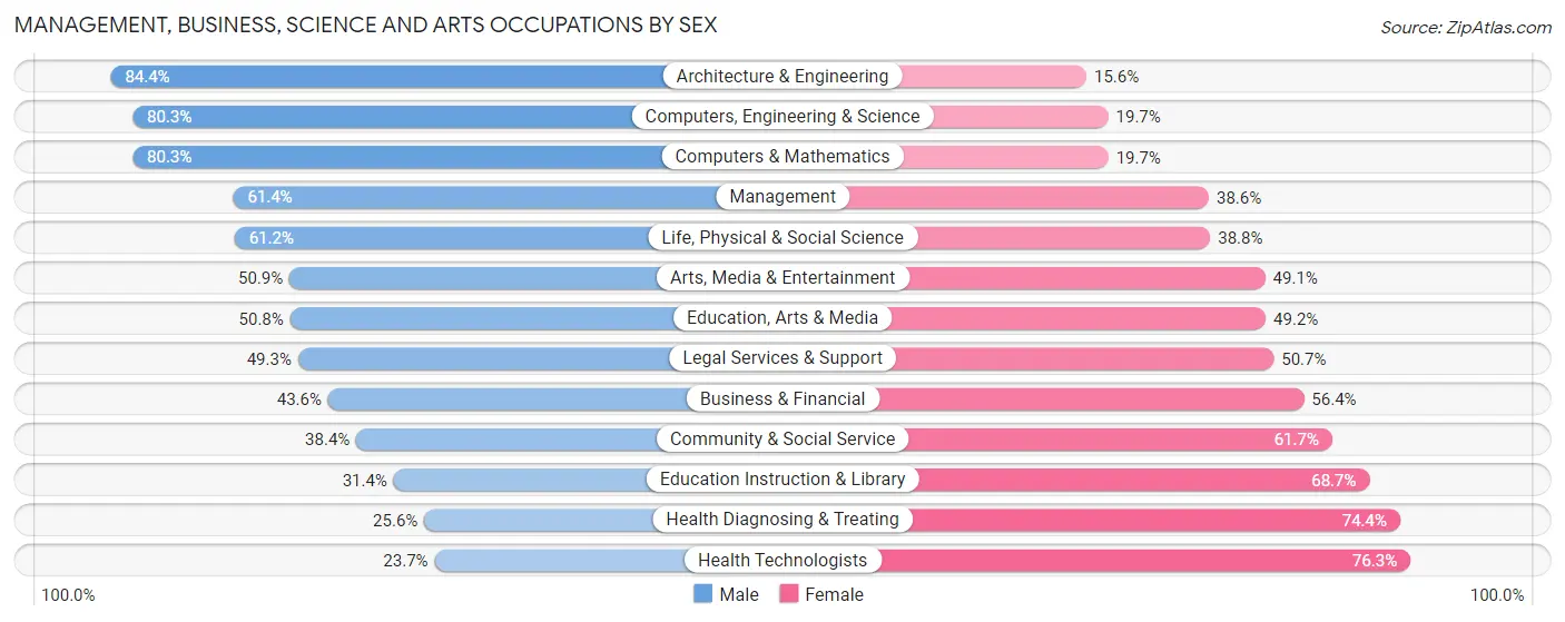 Management, Business, Science and Arts Occupations by Sex in Zip Code 95037