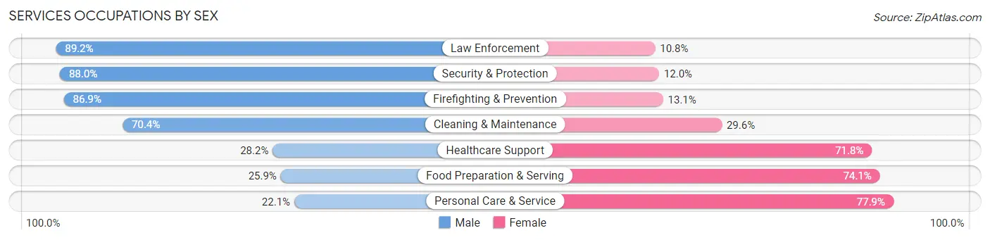 Services Occupations by Sex in Zip Code 95037