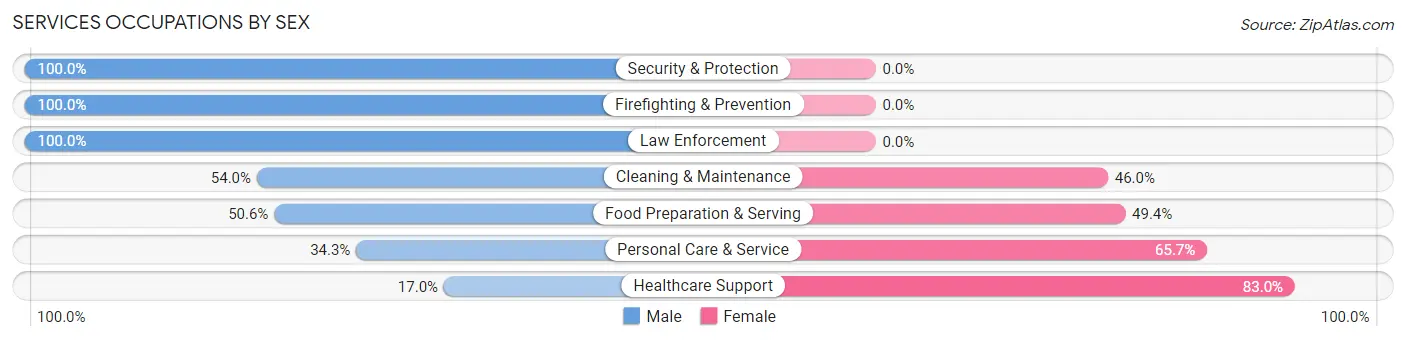 Services Occupations by Sex in Zip Code 95060
