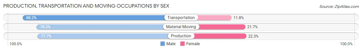 Production, Transportation and Moving Occupations by Sex in Zip Code 95118