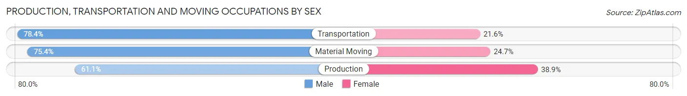 Production, Transportation and Moving Occupations by Sex in Zip Code 95121