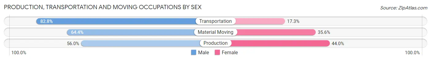 Production, Transportation and Moving Occupations by Sex in Zip Code 95124