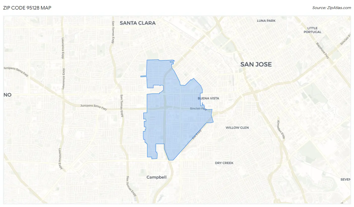 Zip Code 95128 Map