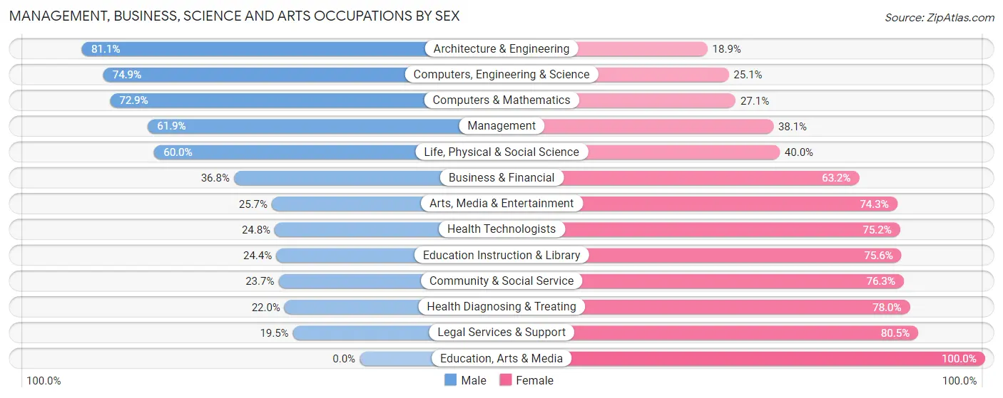 Management, Business, Science and Arts Occupations by Sex in Zip Code 95134