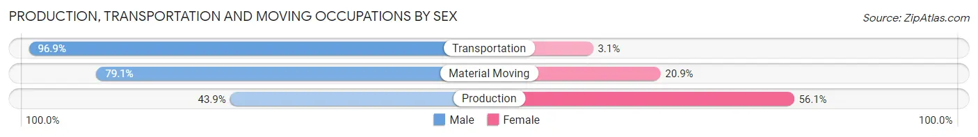 Production, Transportation and Moving Occupations by Sex in Zip Code 95134