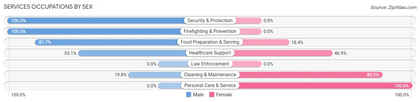 Services Occupations by Sex in Zip Code 95247