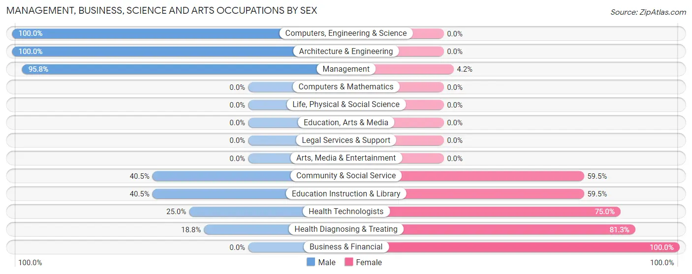 Management, Business, Science and Arts Occupations by Sex in Zip Code 95303