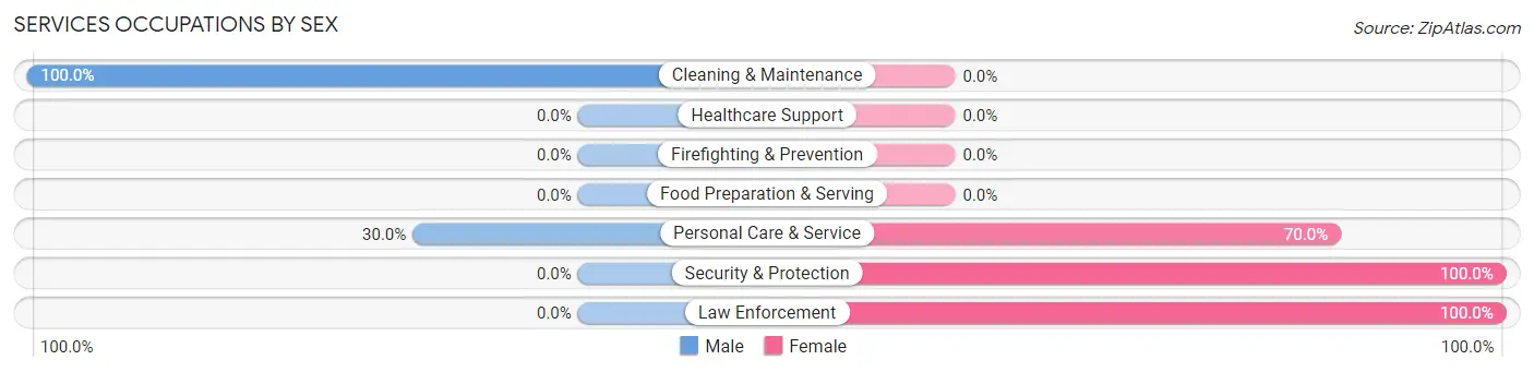 Services Occupations by Sex in Zip Code 95303