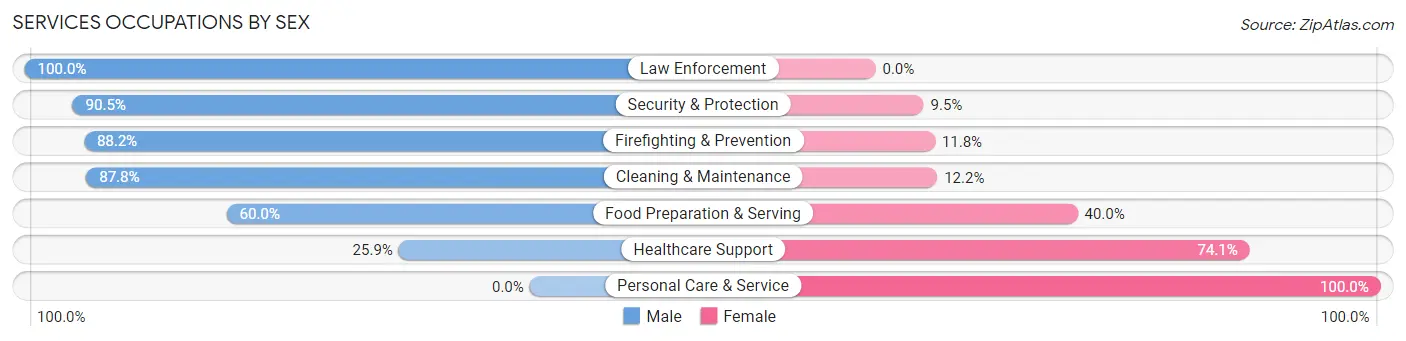Services Occupations by Sex in Zip Code 95316