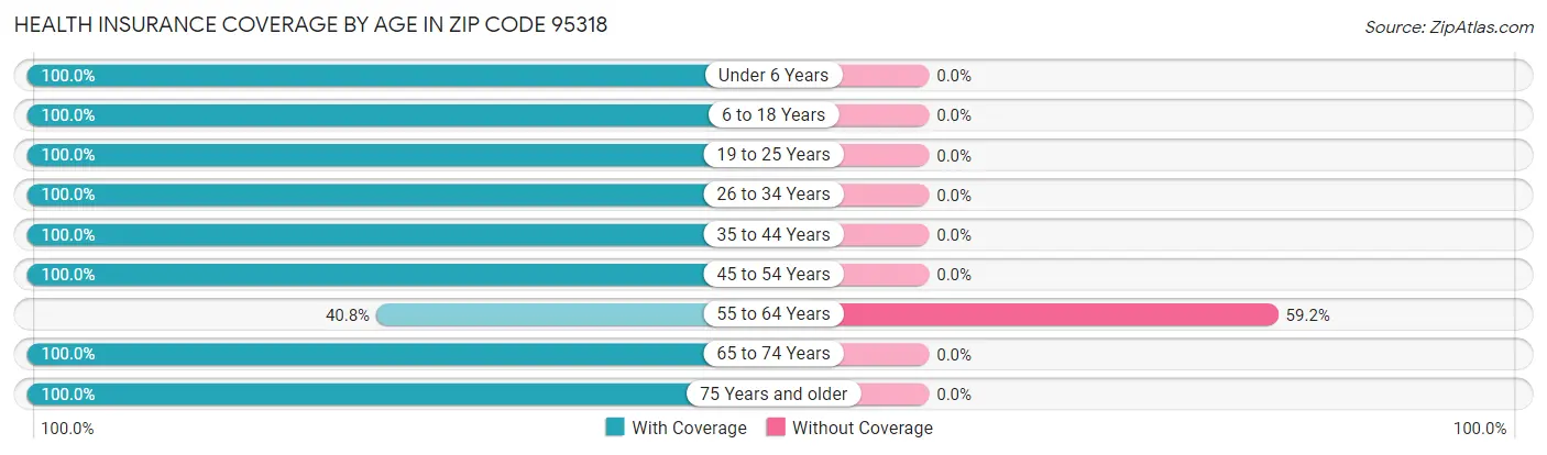 Health Insurance Coverage by Age in Zip Code 95318