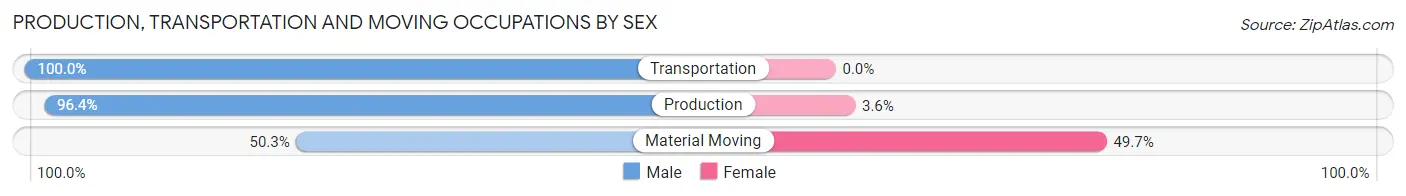 Production, Transportation and Moving Occupations by Sex in Zip Code 95328