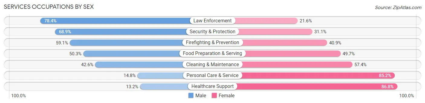 Services Occupations by Sex in Zip Code 95337