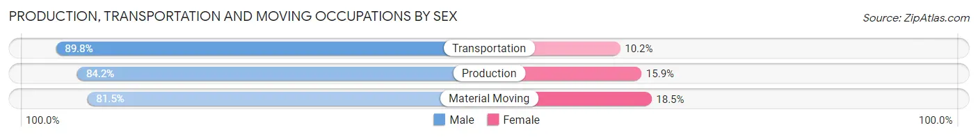 Production, Transportation and Moving Occupations by Sex in Zip Code 95348
