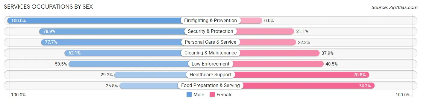 Services Occupations by Sex in Zip Code 95357