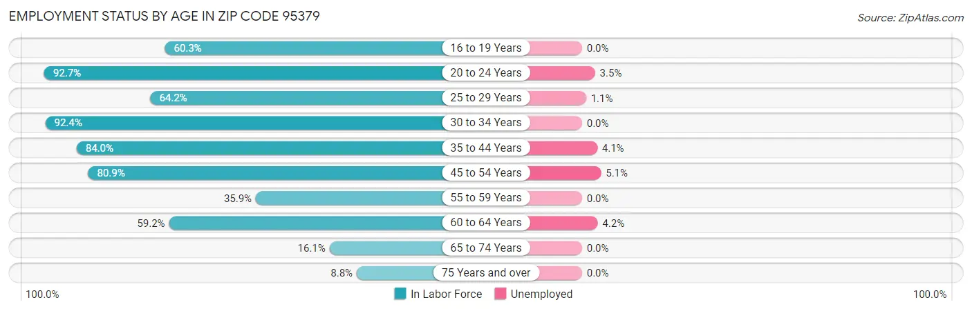 Employment Status by Age in Zip Code 95379