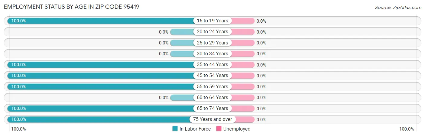 Employment Status by Age in Zip Code 95419