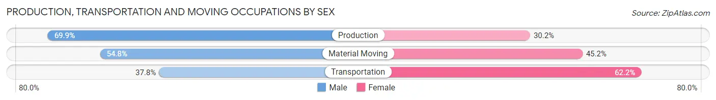 Production, Transportation and Moving Occupations by Sex in Zip Code 95437