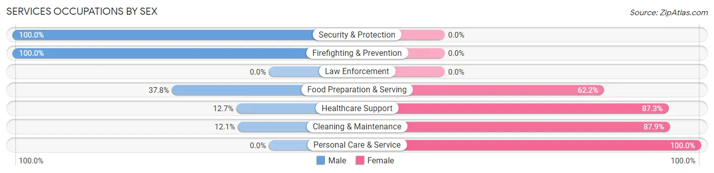 Services Occupations by Sex in Zip Code 95458