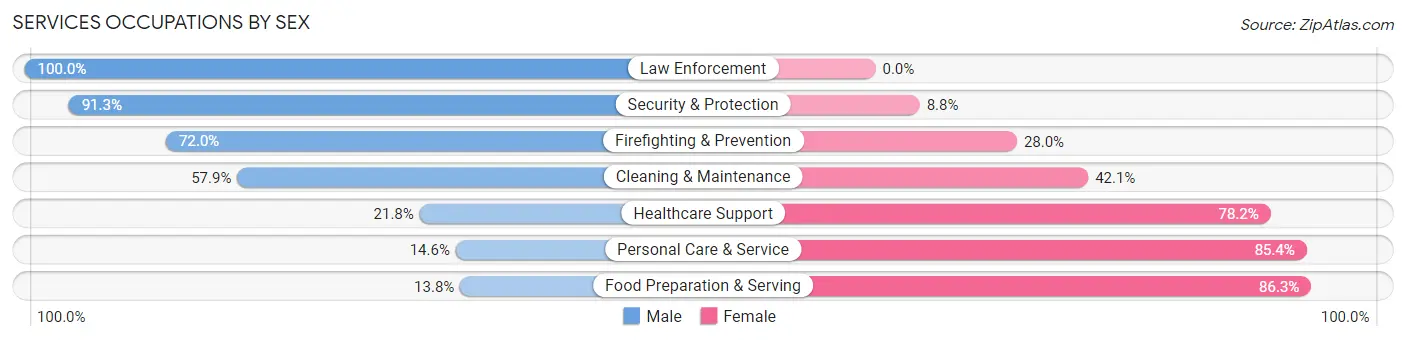 Services Occupations by Sex in Zip Code 95482