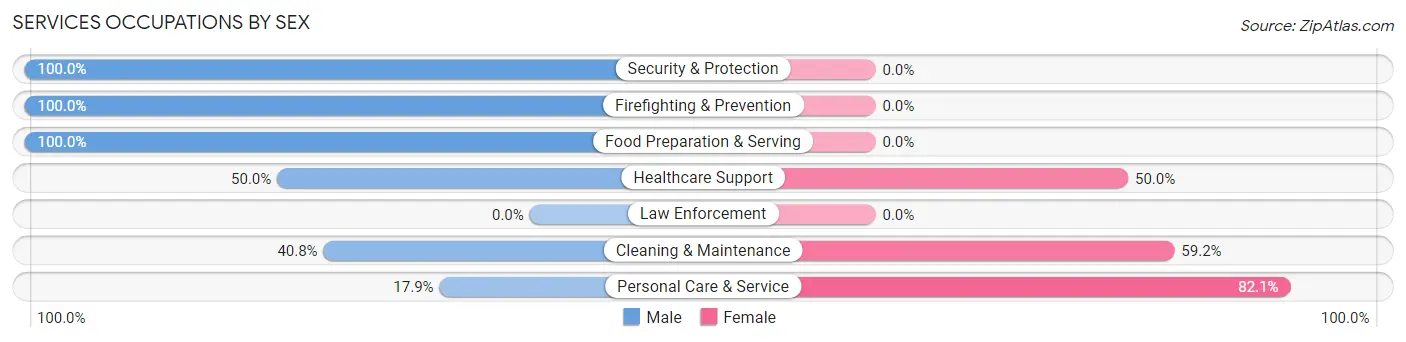 Services Occupations by Sex in Zip Code 95525