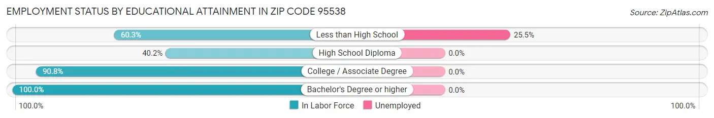 Employment Status by Educational Attainment in Zip Code 95538
