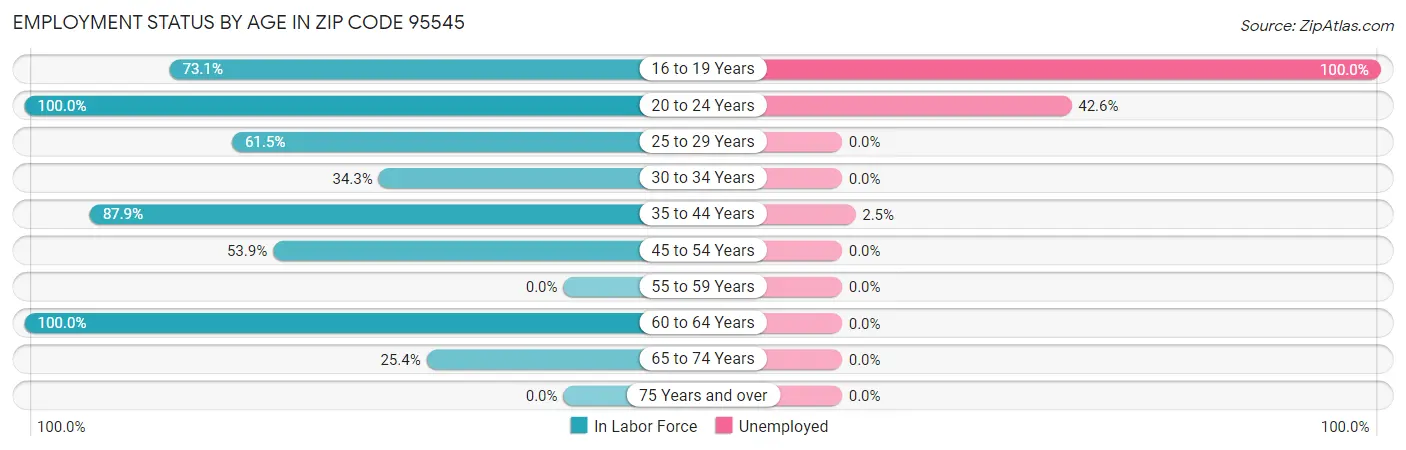 Employment Status by Age in Zip Code 95545