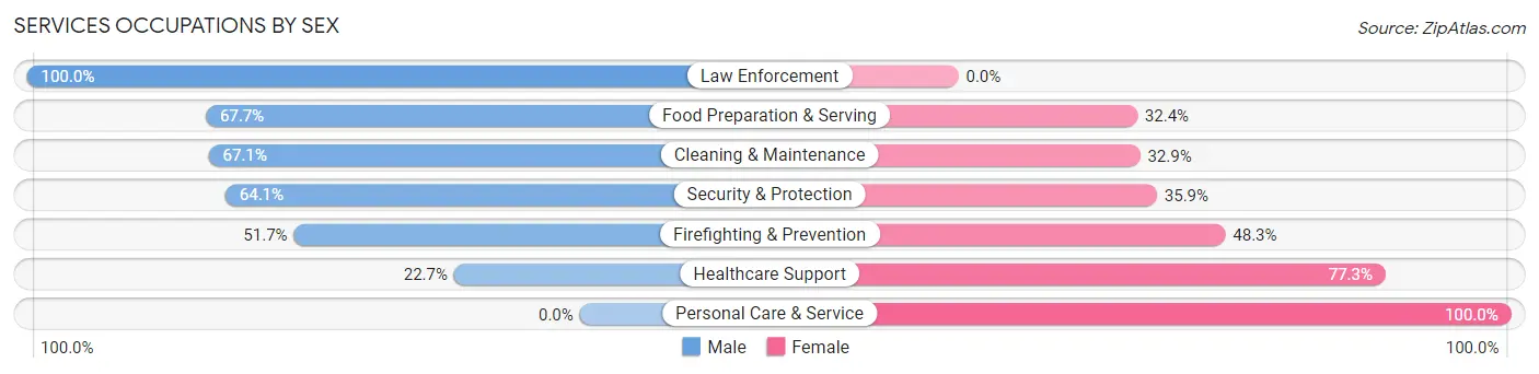 Services Occupations by Sex in Zip Code 95546