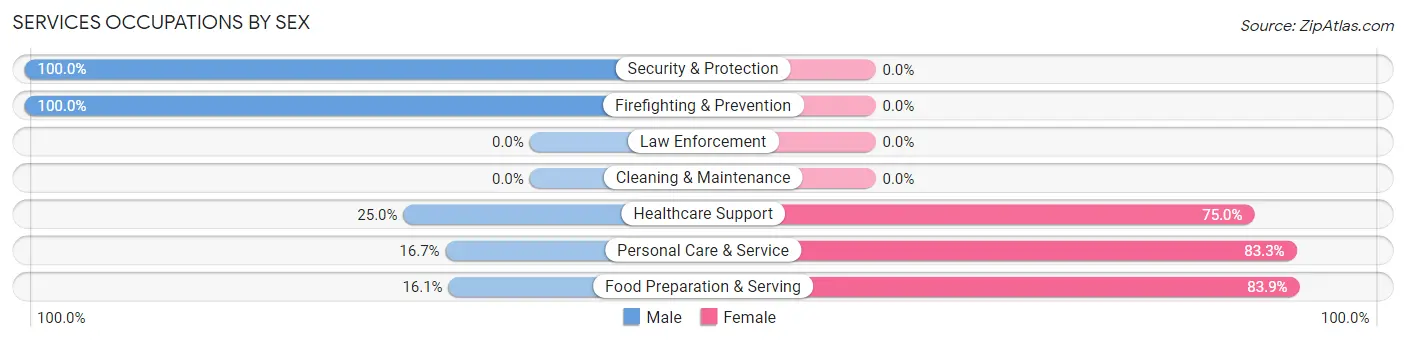 Services Occupations by Sex in Zip Code 95549