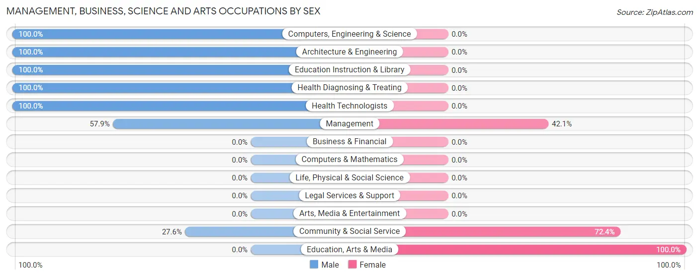 Management, Business, Science and Arts Occupations by Sex in Zip Code 95565