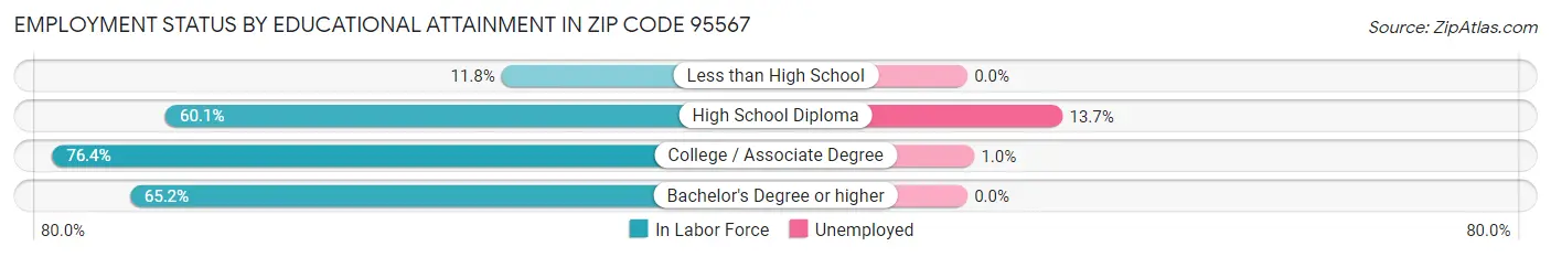 Employment Status by Educational Attainment in Zip Code 95567