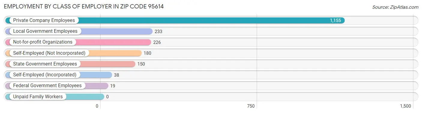 Employment by Class of Employer in Zip Code 95614