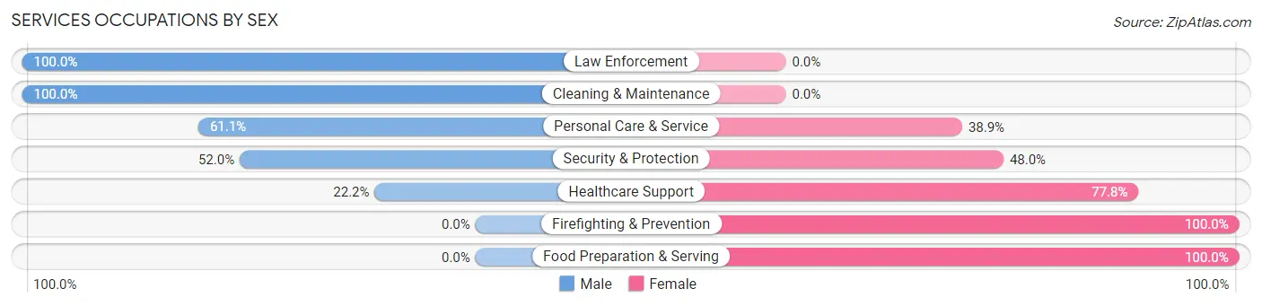 Services Occupations by Sex in Zip Code 95619
