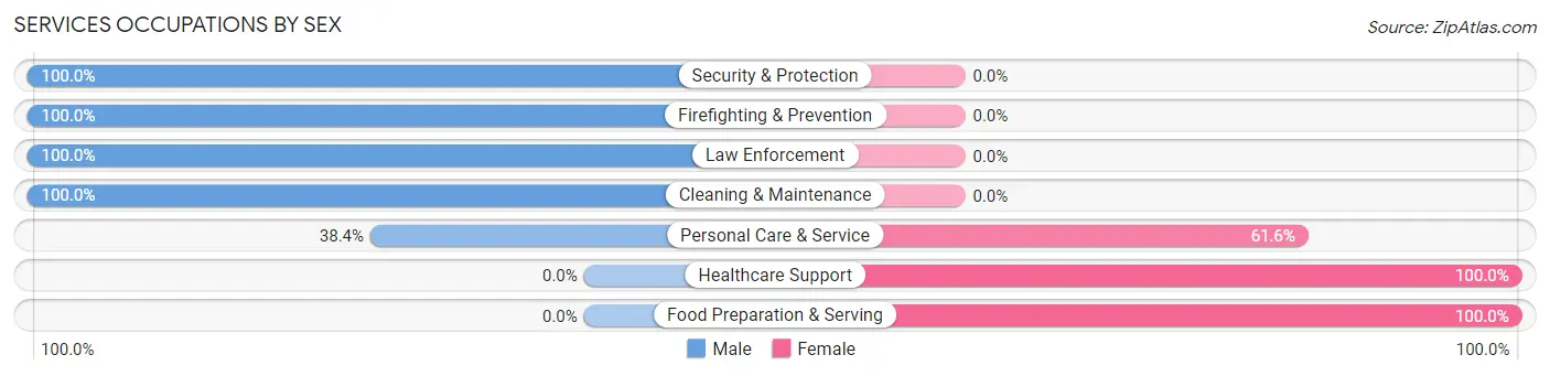 Services Occupations by Sex in Zip Code 95627