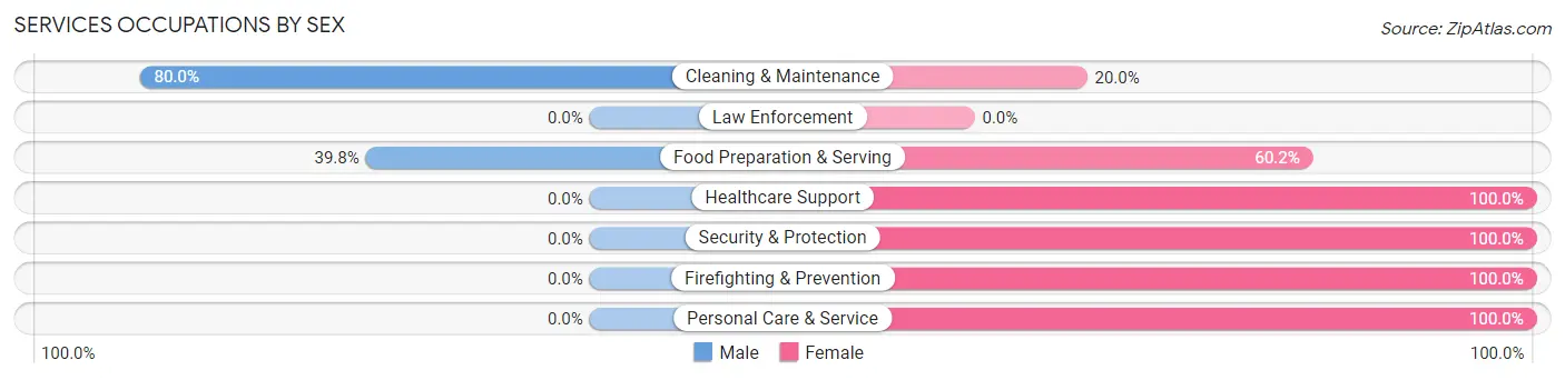 Services Occupations by Sex in Zip Code 95641