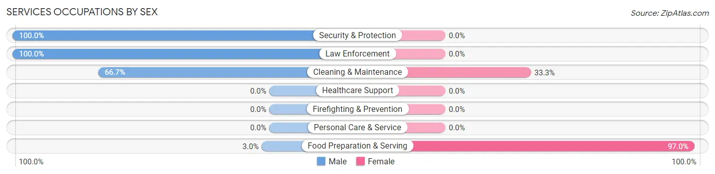 Services Occupations by Sex in Zip Code 95665