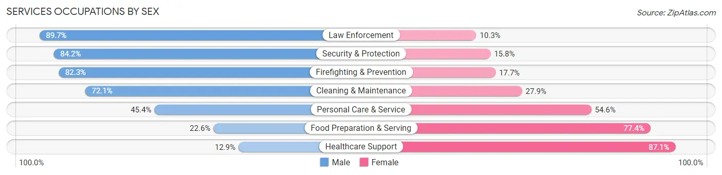 Services Occupations by Sex in Zip Code 95667
