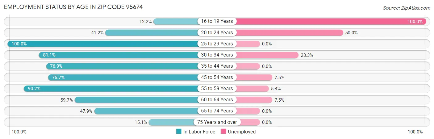 Employment Status by Age in Zip Code 95674