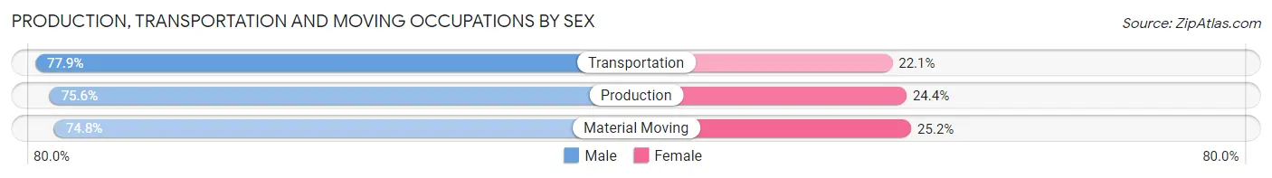 Production, Transportation and Moving Occupations by Sex in Zip Code 95678