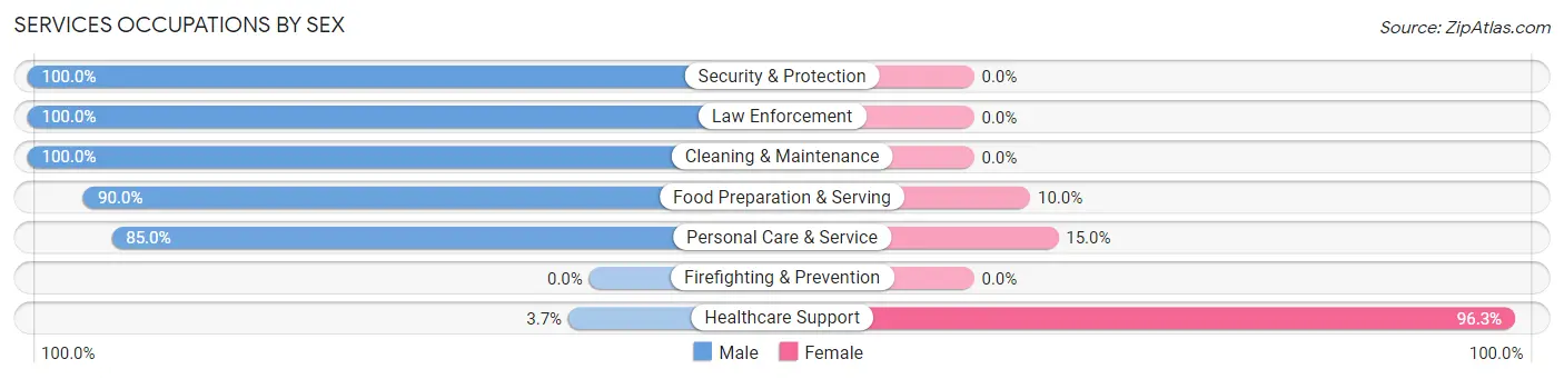 Services Occupations by Sex in Zip Code 95684