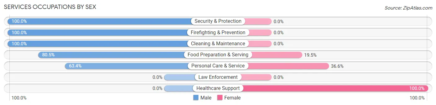 Services Occupations by Sex in Zip Code 95685