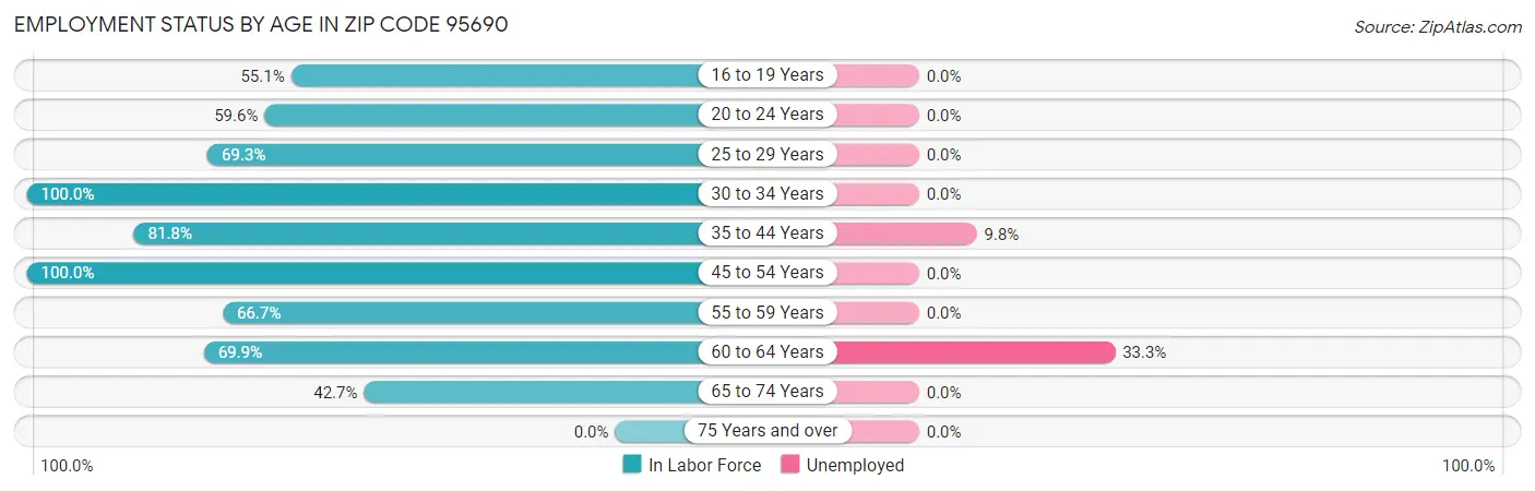 Employment Status by Age in Zip Code 95690